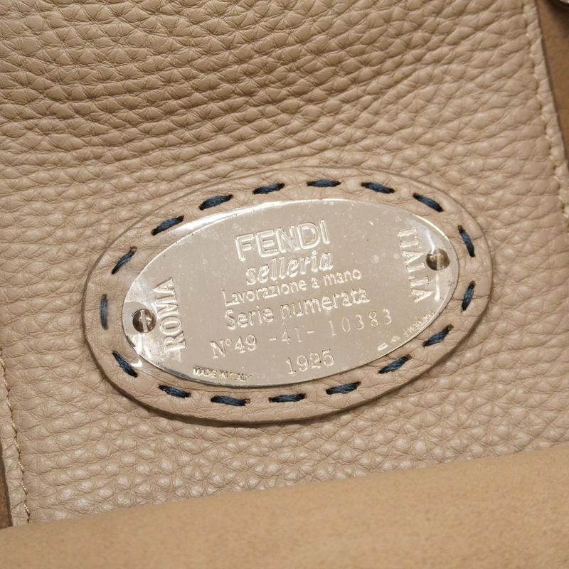 Fendi Tote Bag Selleria Leather Blue Silver Hardware Women