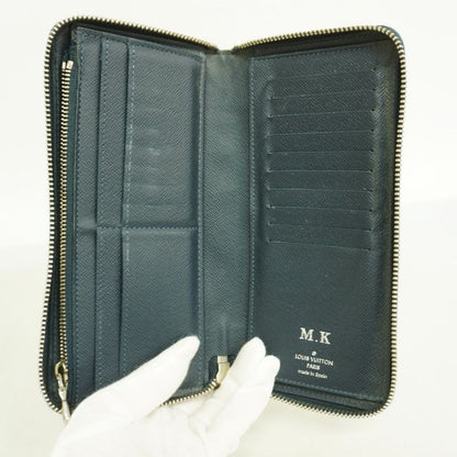 Louis Vuitton Long Wallet Taiga Zippy Wallet Vertex M30510 Blue Marine Men's