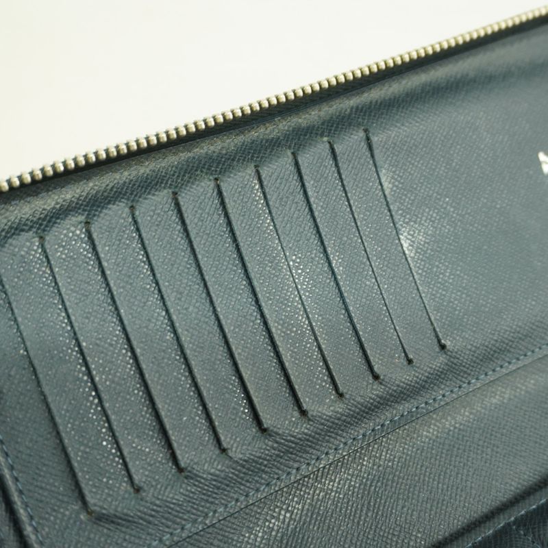 Louis Vuitton Long Wallet Taiga Zippy Wallet Vertex M30510 Blue Marine Men's