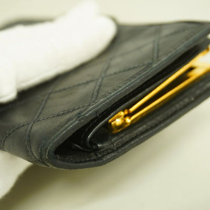 Chanel Long Wallet Bicolore Lambskin Black Gold Hardware Women