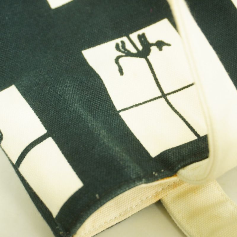 Chanel Tote Bag Window Canvas Black White Chien Pan Gold Hardware Women's