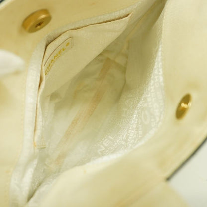 Chanel Tote Bag Window Canvas Black White Chien Pan Gold Hardware Women's