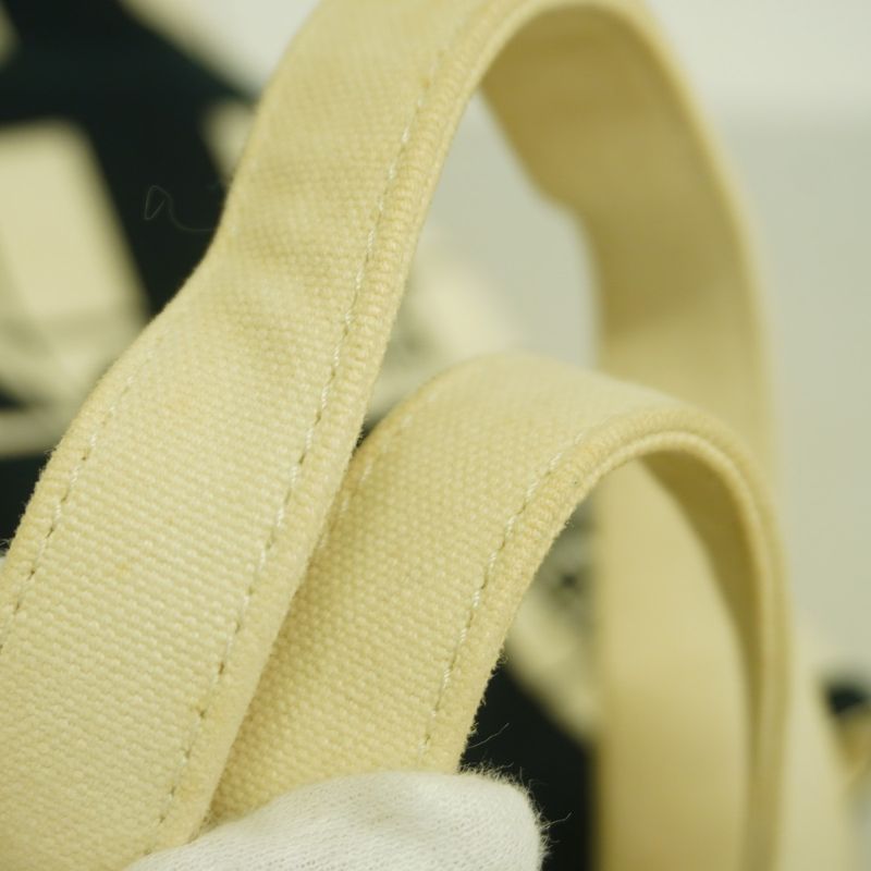 Chanel Tote Bag Window Canvas Black White Chien Pan Gold Hardware Women's