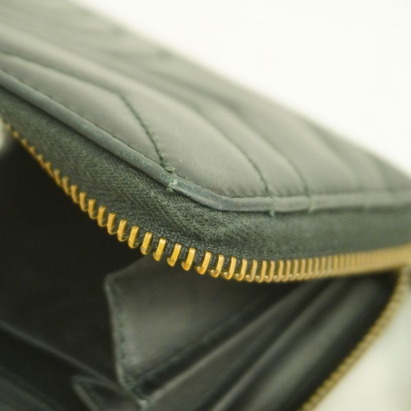 Gucci Long Wallet GG Marmont 443123 Leather Black Gold Hardware Men Ladies