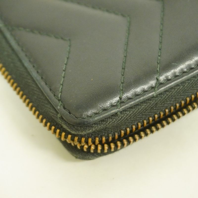 Gucci Long Wallet GG Marmont 443123 Leather Black Gold Hardware Men Ladies