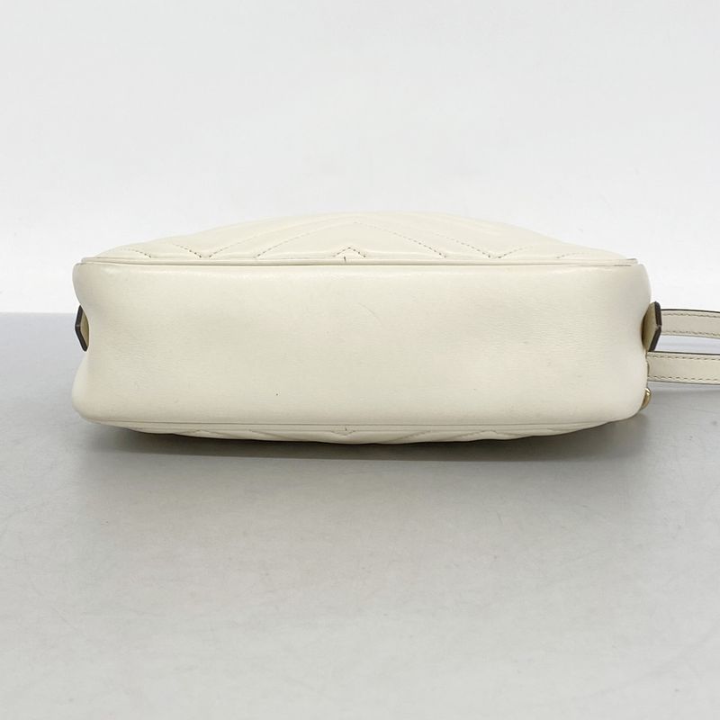 Gucci Shoulder Bag GG Marmont 447632 Leather Ivory Gold Hardware Women