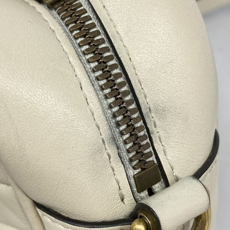 Gucci Shoulder Bag GG Marmont 447632 Leather Ivory Gold Hardware Women