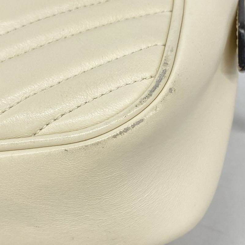 Gucci Shoulder Bag GG Marmont 447632 Leather Ivory Gold Hardware Women