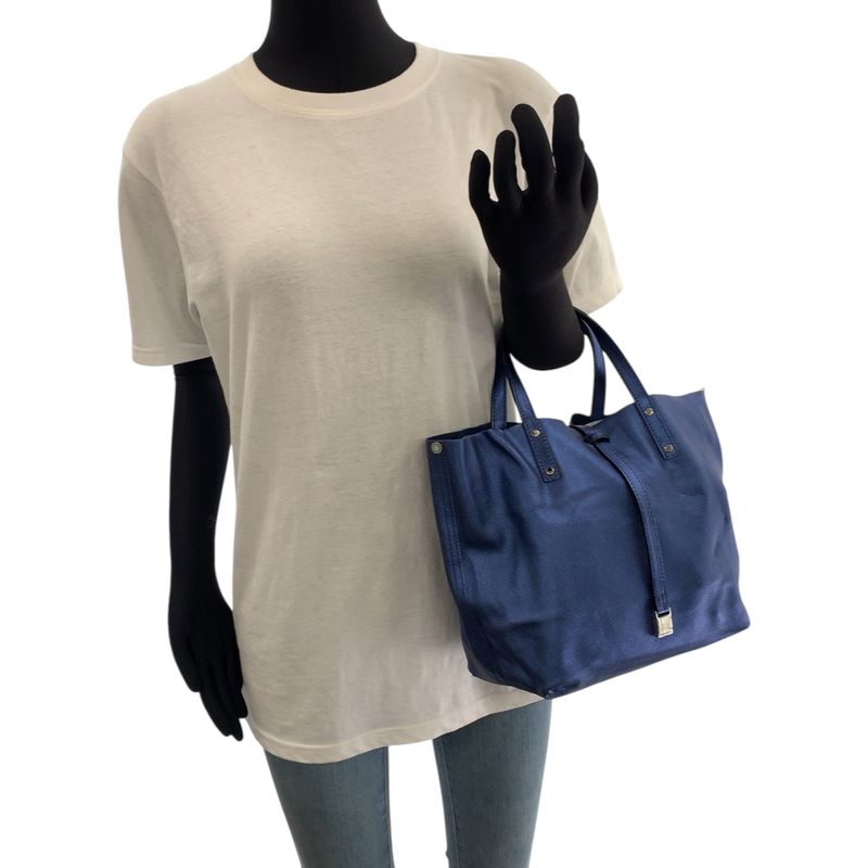 Tiffany & Co Tiffany & Co Metallic Blue Silver Hardware Leather Handbag Women
