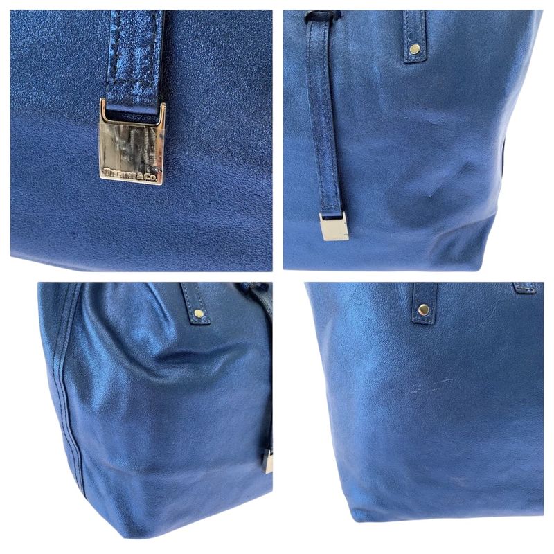 Tiffany & Co Tiffany & Co Metallic Blue Silver Hardware Leather Handbag Women