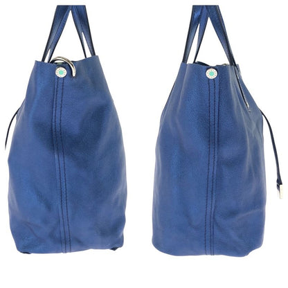 Tiffany & Co Tiffany & Co Metallic Blue Silver Hardware Leather Handbag Women