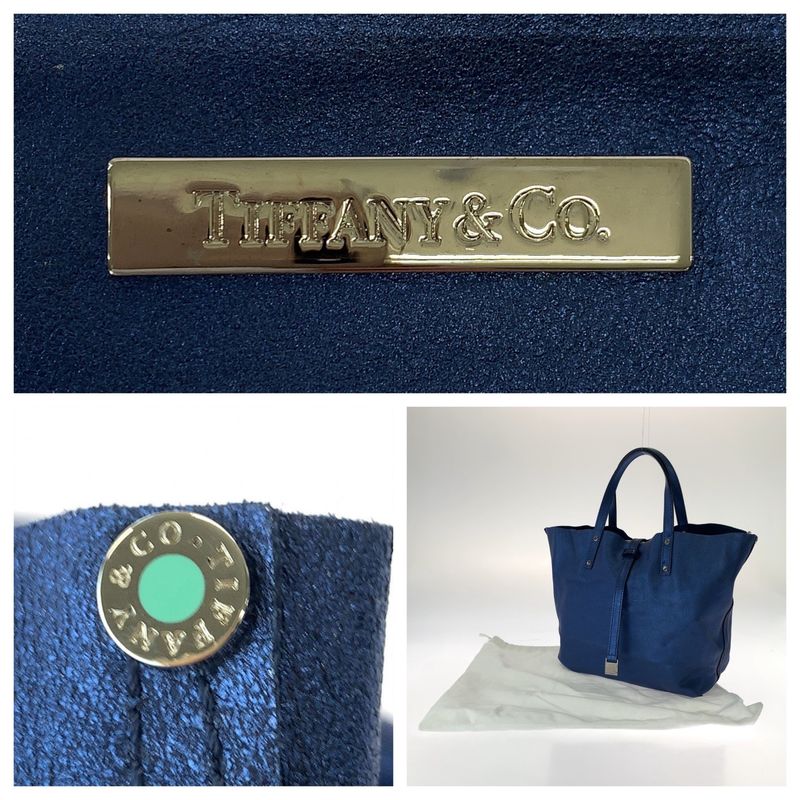 Tiffany & Co Tiffany & Co Metallic Blue Silver Hardware Leather Handbag Women