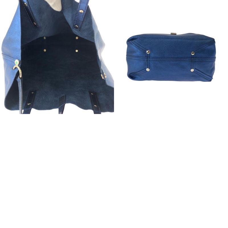 Tiffany & Co Tiffany & Co Metallic Blue Silver Hardware Leather Handbag Women