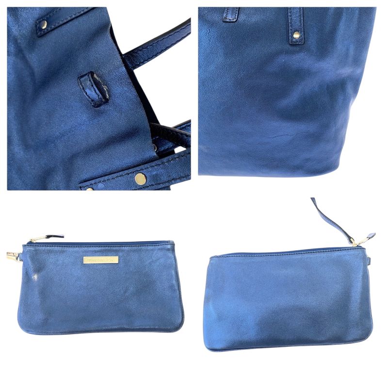 Tiffany & Co Tiffany & Co Metallic Blue Silver Hardware Leather Handbag Women