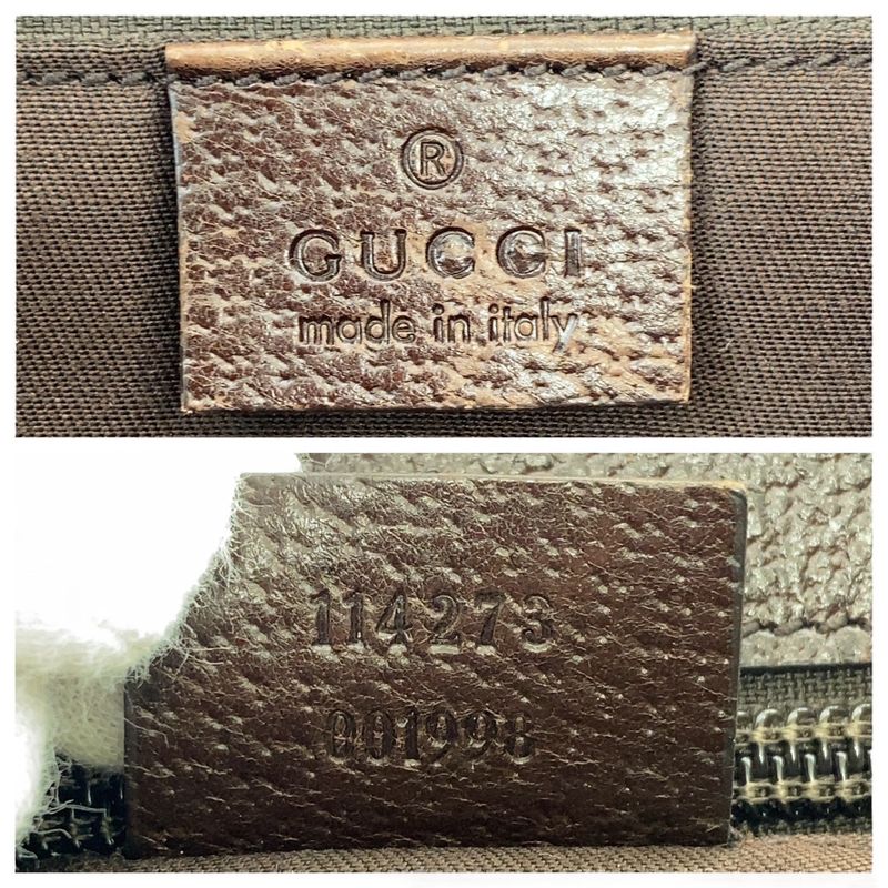 Gucci Beige Brown Silver Hardware GG Canvas Leather 114273 Crossbody Shoulder