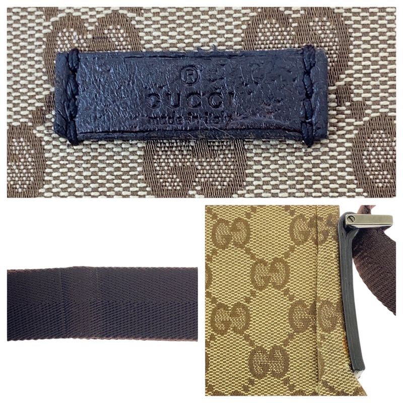 Gucci Beige Brown Silver Hardware GG Canvas Leather 114273 Crossbody Shoulder