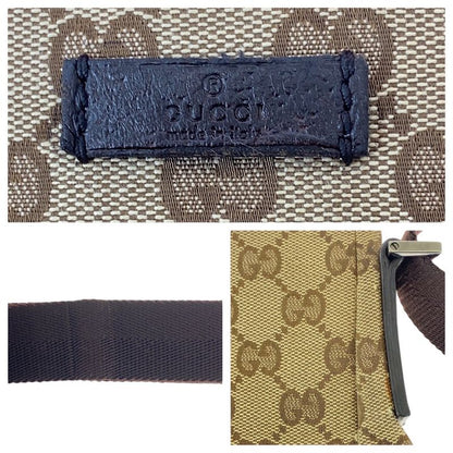 Gucci Beige Brown Silver Hardware GG Canvas Leather 114273 Crossbody Shoulder