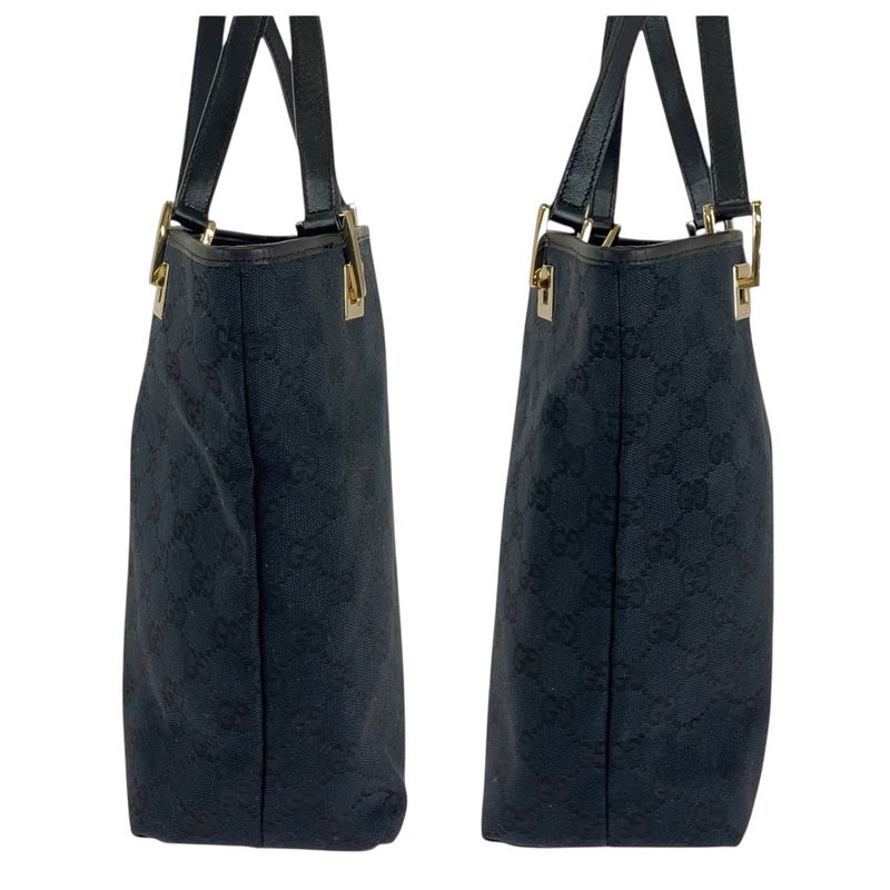 Gucci Black Gold Hardware GG Canvas Leather 002 1099 Tote Bag Shoulder Bag