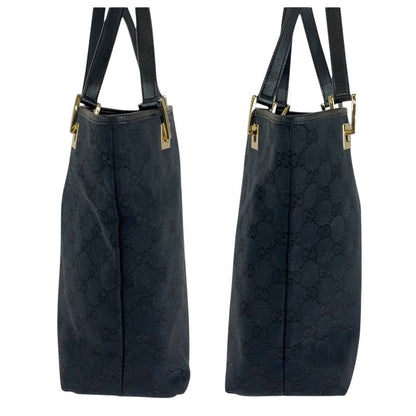 Gucci Black Gold Hardware GG Canvas Leather 002 1099 Tote Bag Shoulder Bag