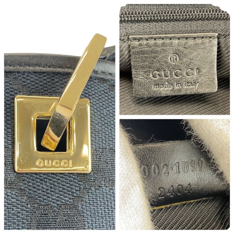 Gucci Black Gold Hardware GG Canvas Leather 002 1099 Tote Bag Shoulder Bag