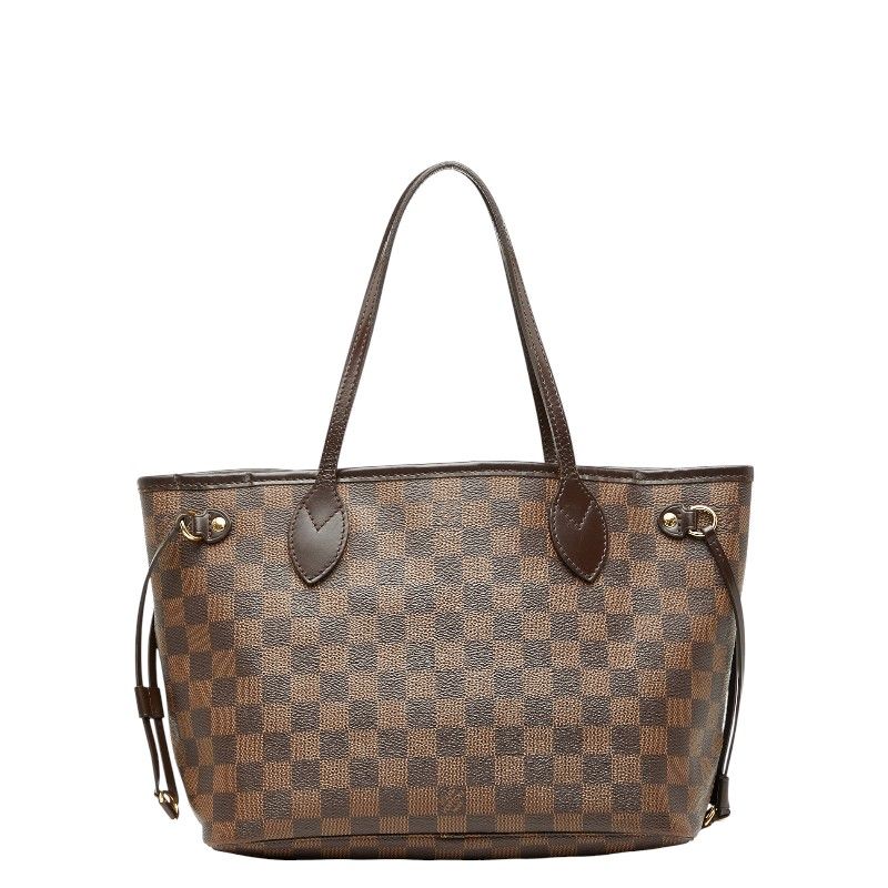 Louis Vuitton Damier Neverfull PM Tote Handbag N41359 Ebene Brown PVC Leather