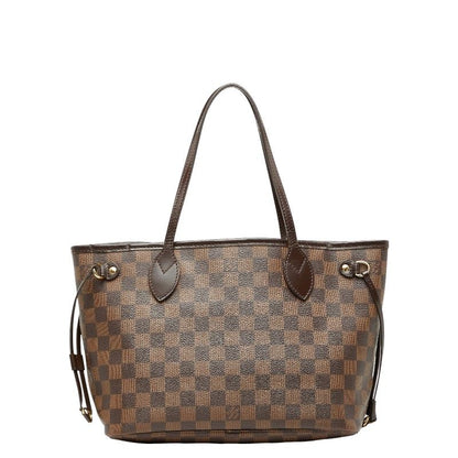 Louis Vuitton Damier Neverfull PM Tote Handbag N41359 Ebene Brown PVC Leather