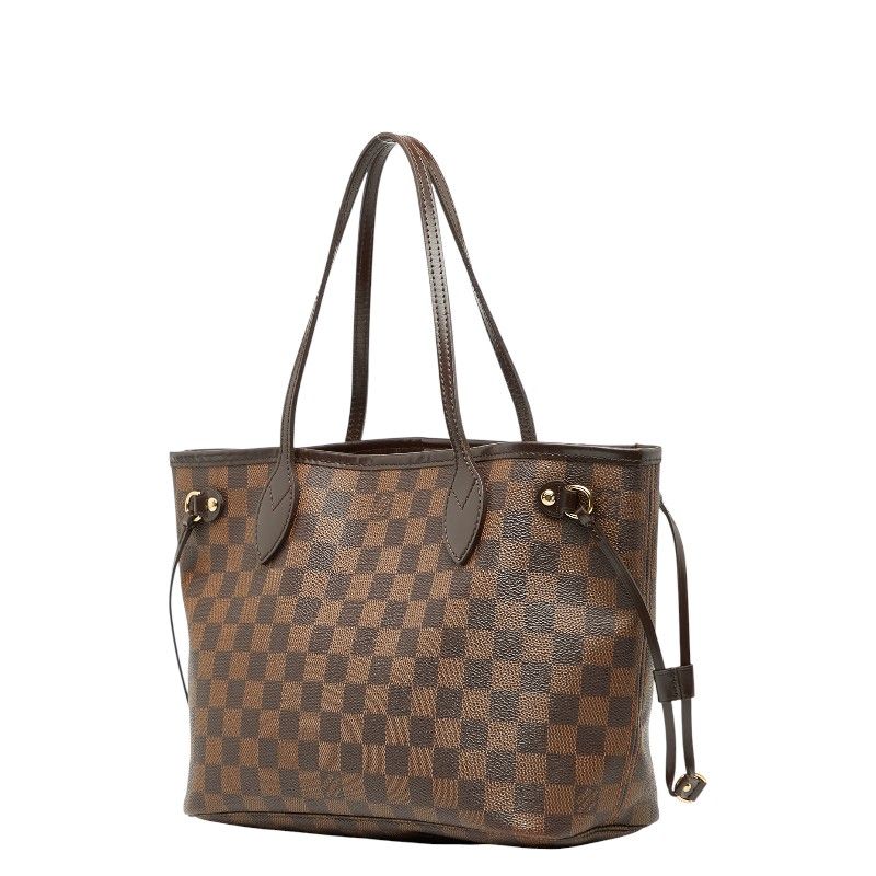 Louis Vuitton Damier Neverfull PM Tote Handbag N41359 Ebene Brown PVC Leather