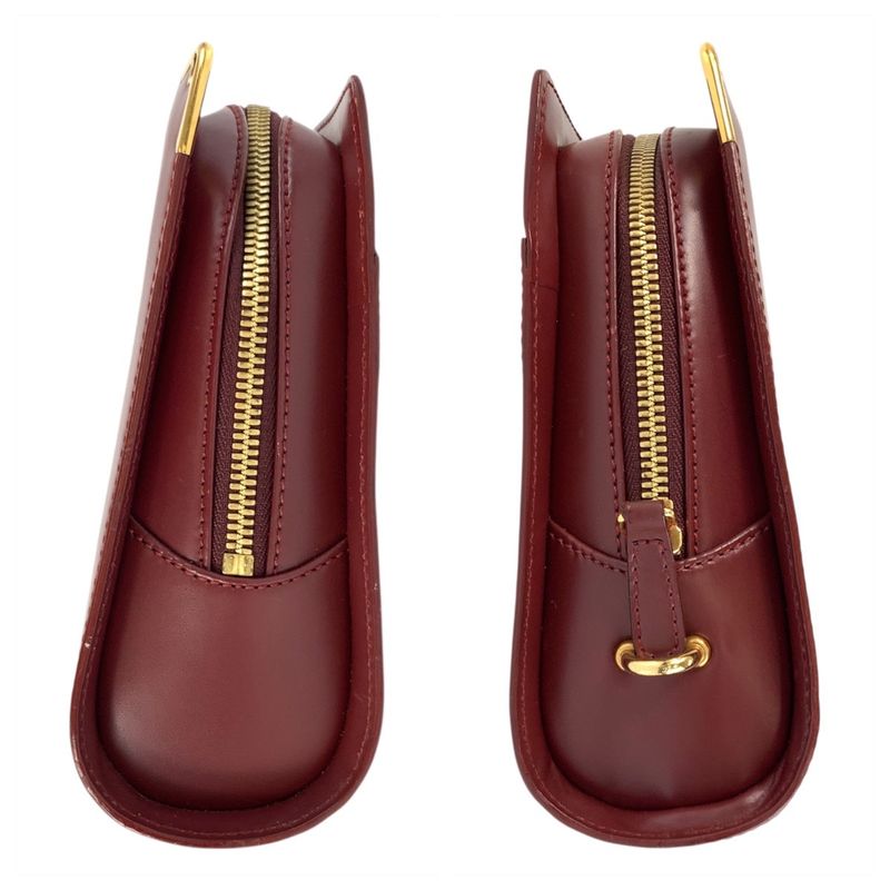 Cartier Must Line Bordeaux Gold Hardware Leather Clutch Bag Women 506142