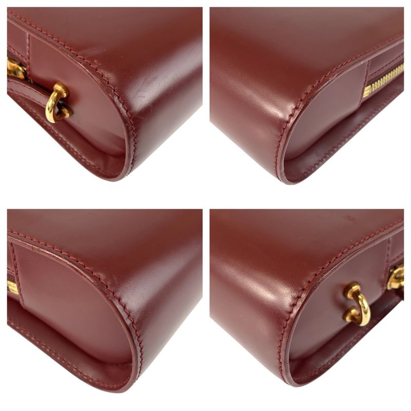 Cartier Must Line Bordeaux Gold Hardware Leather Clutch Bag Women 506142