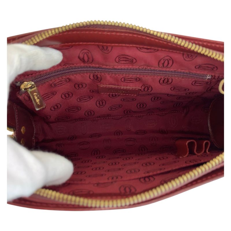 Cartier Must Line Bordeaux Gold Hardware Leather Clutch Bag Women 506142