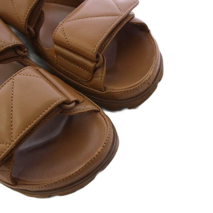 Prada Monolith Nappa Leather Sandals Strap 35 Brown Tk