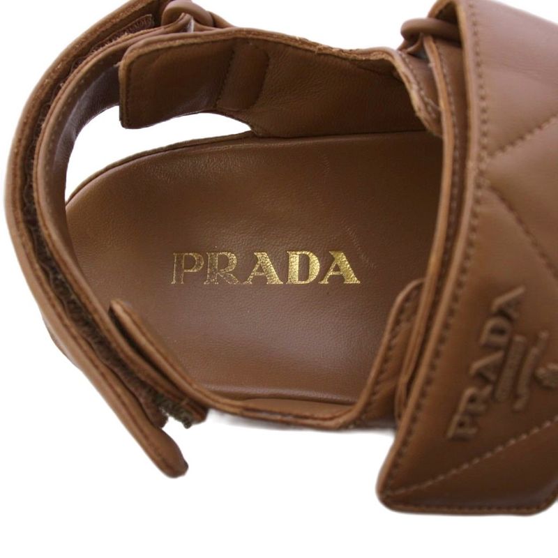 Prada Monolith Nappa Leather Sandals Strap 35 Brown Tk