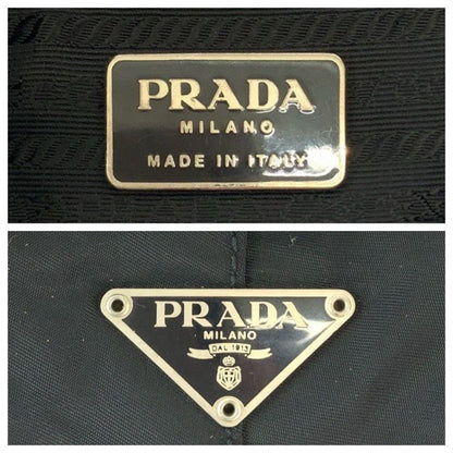 Prada Tessuto Triangle Logo Plate Plastic Handle Black Clear Nylon One Shoulder