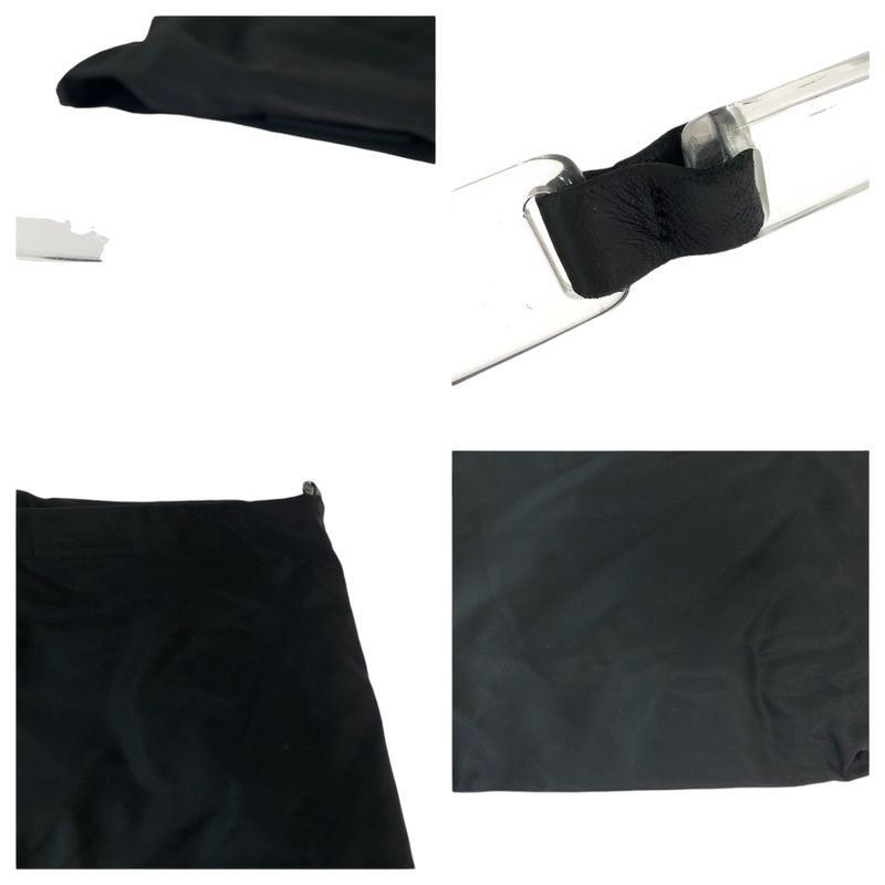 Prada Tessuto Triangle Logo Plate Plastic Handle Black Clear Nylon One Shoulder