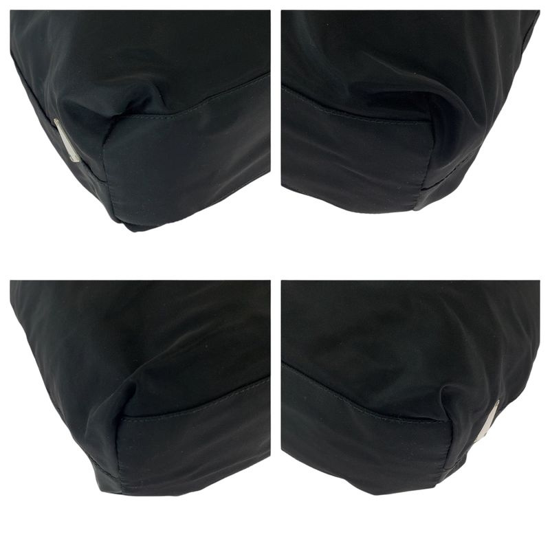 Prada Tessuto Triangle Logo Plate Plastic Handle Black Clear Nylon One Shoulder