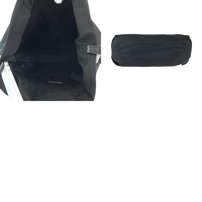 Prada Tessuto Triangle Logo Plate Plastic Handle Black Clear Nylon One Shoulder