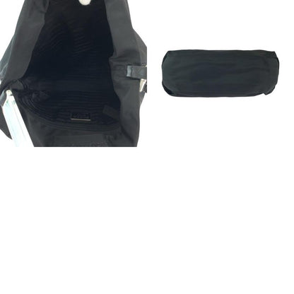 Prada Tessuto Triangle Logo Plate Plastic Handle Black Clear Nylon One Shoulder