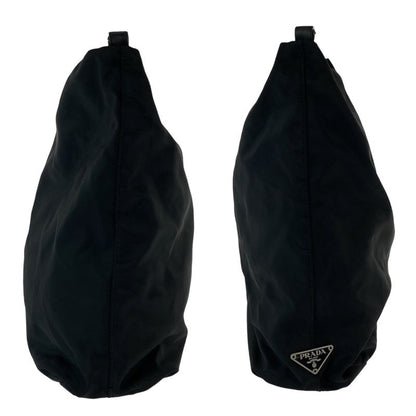 Prada Tessuto Triangle Logo Plate Plastic Handle Black Clear Nylon One Shoulder