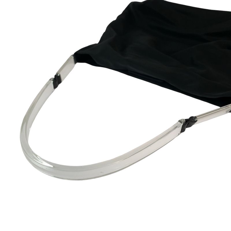 Prada Tessuto Triangle Logo Plate Plastic Handle Black Clear Nylon One Shoulder
