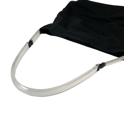 Prada Tessuto Triangle Logo Plate Plastic Handle Black Clear Nylon One Shoulder