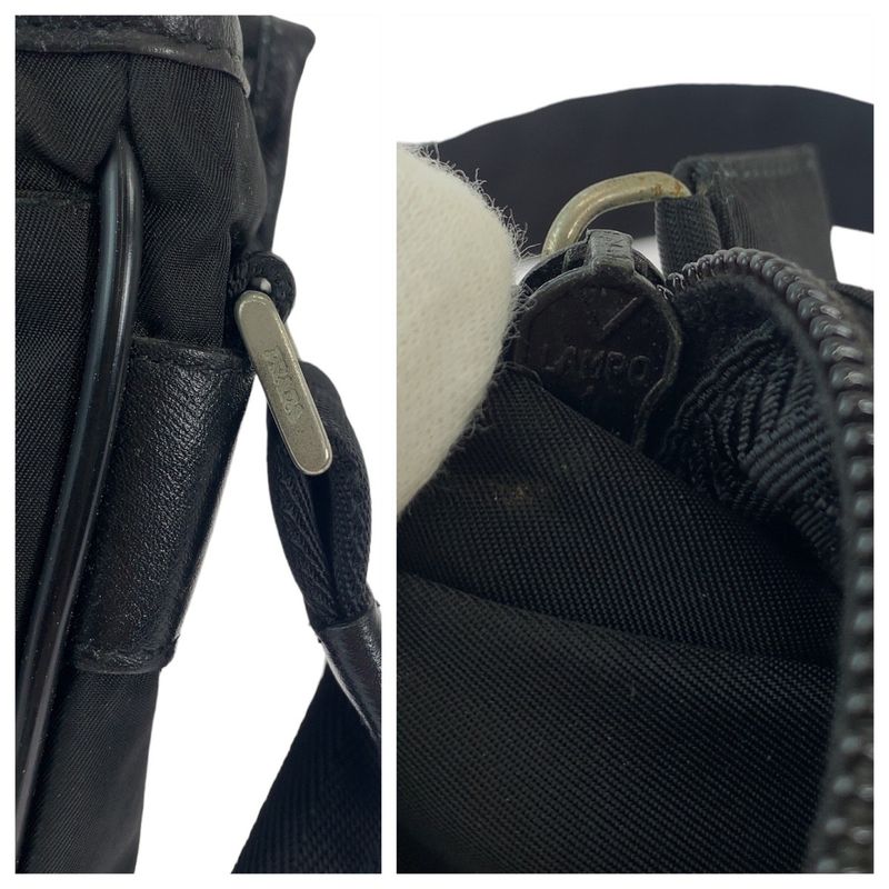 Prada Tessuto Triangle Logo Plate Unisex Black Silver Hardware Nylon Shoulder