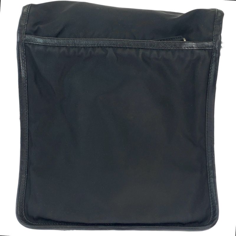 Prada Tessuto Triangle Logo Plate Unisex Black Silver Hardware Nylon Shoulder