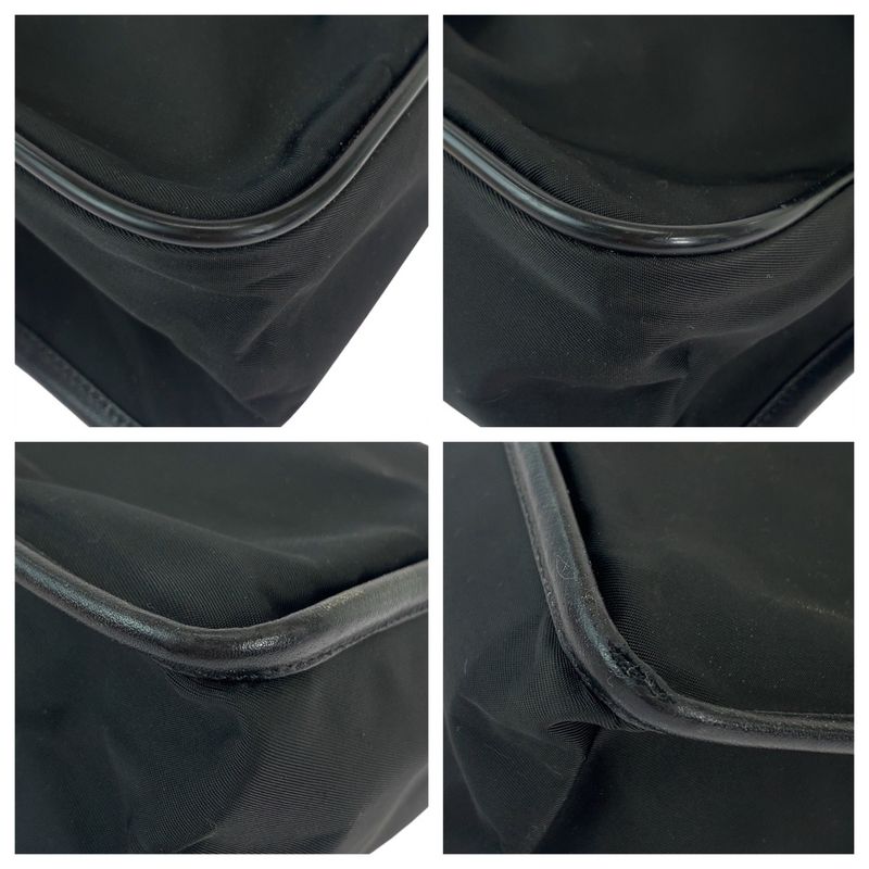 Prada Tessuto Triangle Logo Plate Unisex Black Silver Hardware Nylon Shoulder