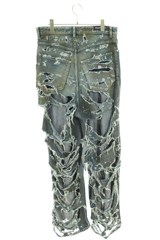 Balenciaga 23SS 745248 Tnw01 Superdestroyed Large Fit Baggy Denim Pants Men's XS