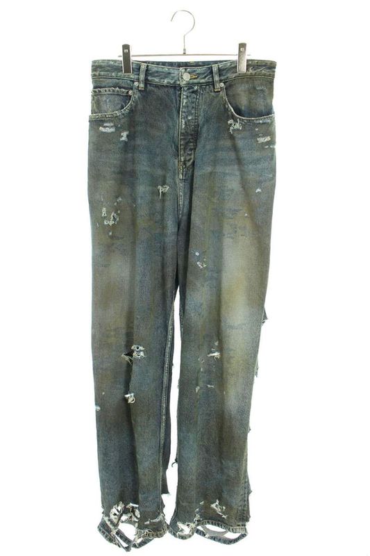 Balenciaga 23SS 745248 Tnw01 Superdestroyed Large Fit Baggy Denim Pants Men's XS