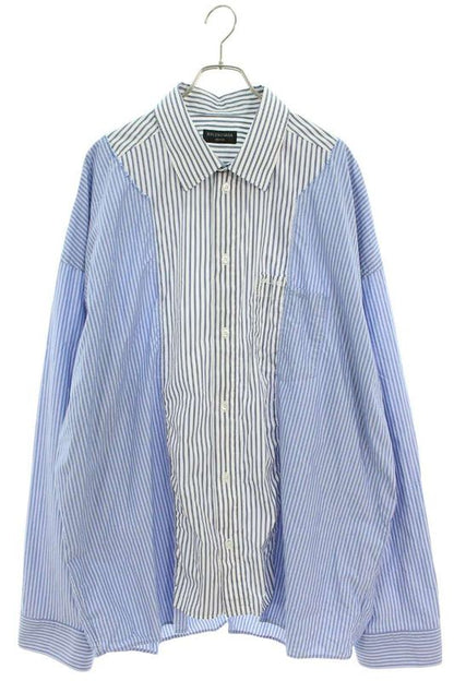 Balenciaga 809012 Trm04 Patchwork Striped Long Sleeve Shirt Men's XL