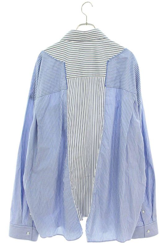 Balenciaga 809012 Trm04 Patchwork Striped Long Sleeve Shirt Men's XL