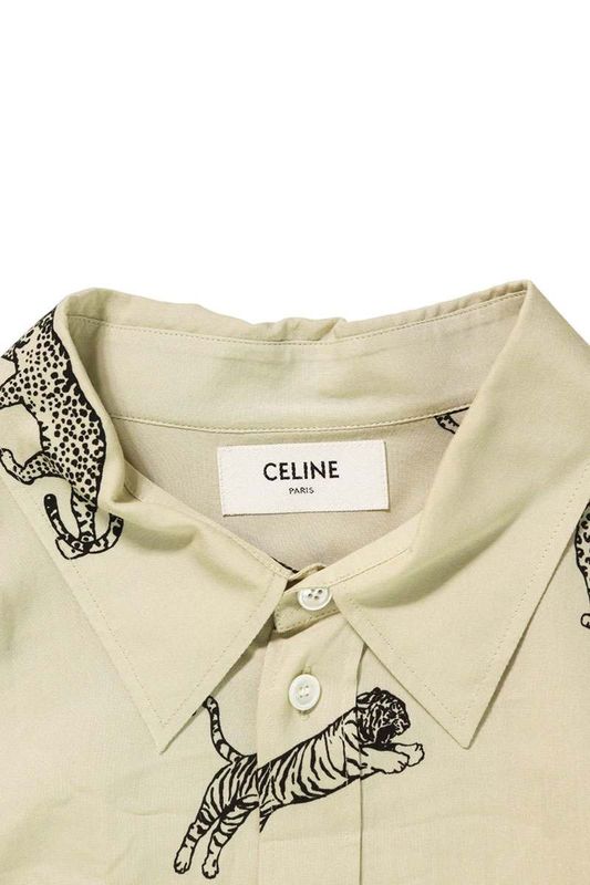 Celine 21AW 2c708362q Fee Line Print Tailcoat Short Sleeve Shirt Men's 36
