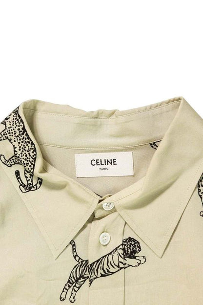 Celine 21AW 2c708362q Fee Line Print Tailcoat Short Sleeve Shirt Men's 36