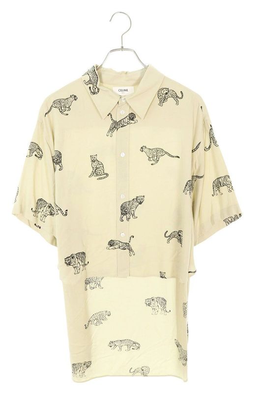 Celine 21AW 2c708362q Fee Line Print Tailcoat Short Sleeve Shirt Men's 36